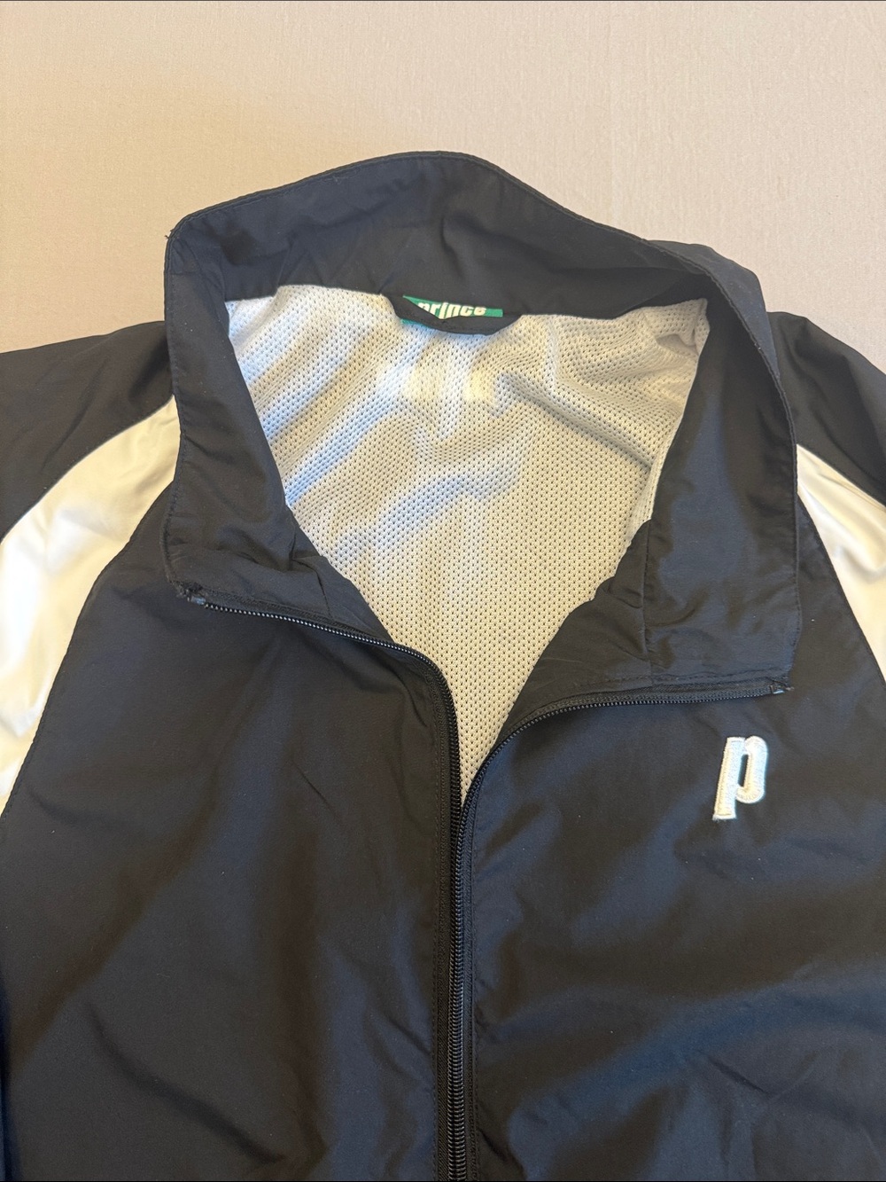 Vintage Prince Black Performance Track Jacket with White Sleeve Panels